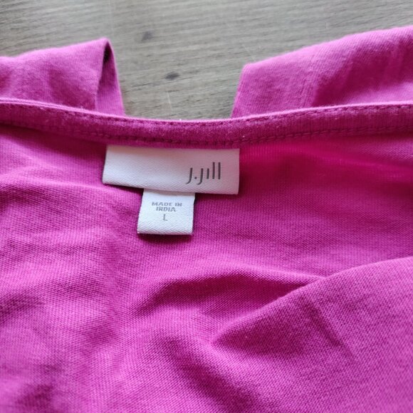 J Jill T Shirt Dress Jersey Cotton V Neck Layered Split Back Dragon Fruit Large - Picture 3 of 8